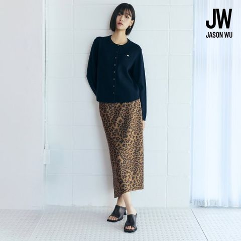 제이슨우 26SS NEW Sena 어시메트릭 레오파드 새틴 스커트 (2 COLORS)