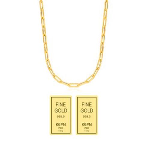 (방송에서만) 한국금자산관리 KGAM 24K 순금 콤비 클립체인 목걸이+추가