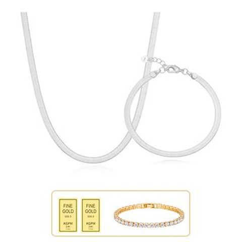 (방송에서만) 한국금자산관리 KGAM 925 실버 스네이크목걸이/팔찌 세트+추가