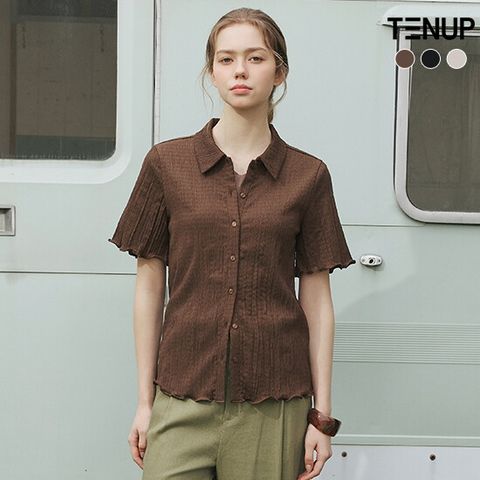 ● 26SS 텍스쳐 플리츠 반팔 블라우스 3종