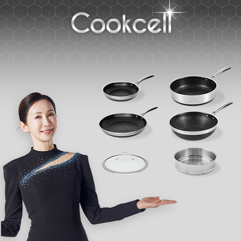 블랙큐브 쿡셀 홀로그램큐브팬 실속세트(프라이팬22cm, 프라이팬28cm, 소테팬28cm)+ 궁중팬28cm+28찜기+28유리뚜껑