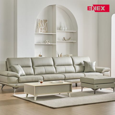 (세일)에넥스 밀라노 스타일 이태리 천연면피 통가죽 6인 소파 풀패키지