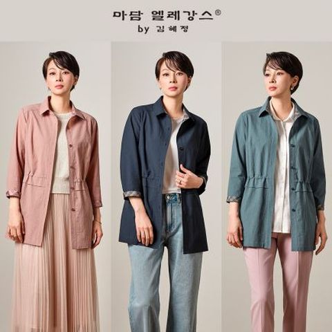 [마담엘레강스] 블루밍 페플럼 체크 시어서커 자켓