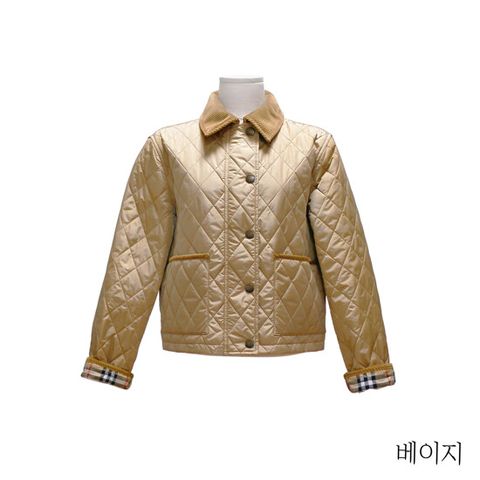 버버리 코듀로이 크롭 퀼티드 재킷