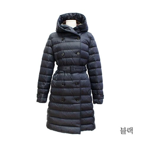 버버리 후드 롱 벨티드 다운 패딩