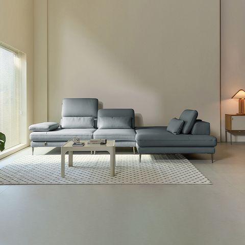 모션 4인 오픈코너 쿼드 스윙 전체 천연가죽 소파