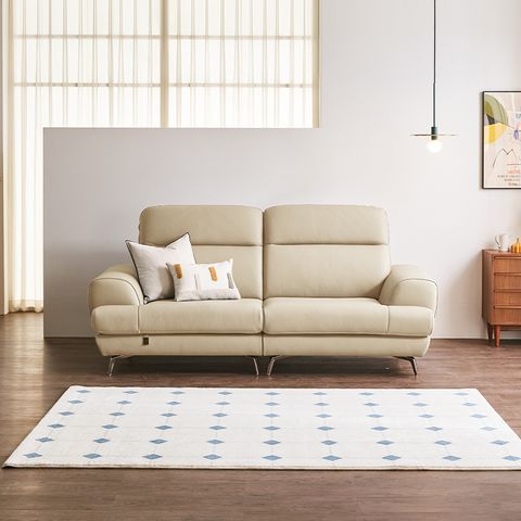 디오스 3인 전체 천연가죽 소파+스툴