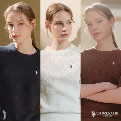 [앱10%][U.S POLO ASSN.] 26SS 프렌치린넨 블렌디드 반팔니트 3종 여성
