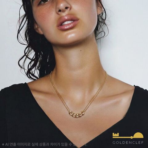 {골든클레프} 18K 커브 펜던트 목걸이