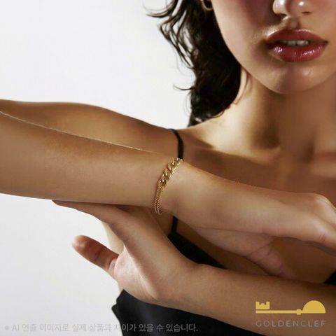 {골든클레프} 18K 커브 펜던트 팔찌