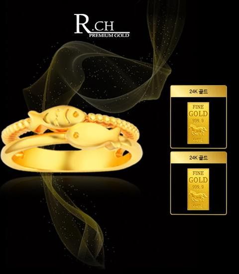 24K 순금 뉴 피쉬 듀오 반지 +  24K 순금 골드 2종