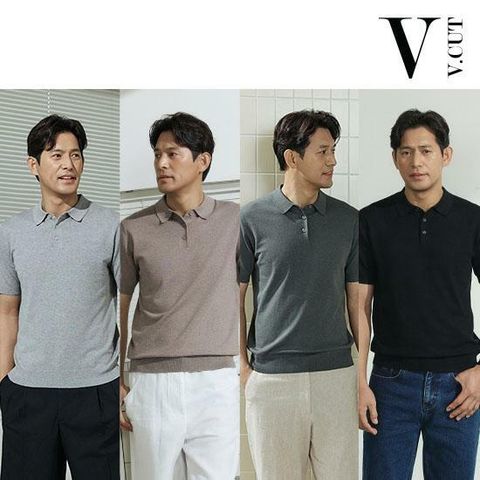 [카드 5%할인]브이컷 26SS NEW 남성 린넨 카라니트 4종