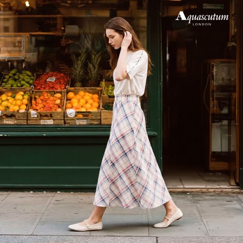 26SS 프렌치린넨100 체크 스커트