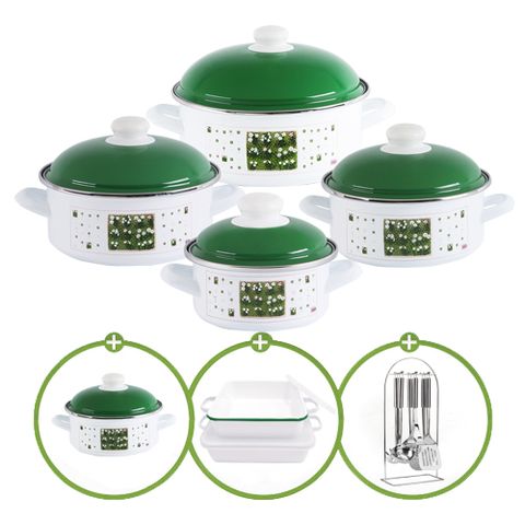 [선택1)키친풀패키지] 글뤽스블룸 IH 법랑냄비 세트