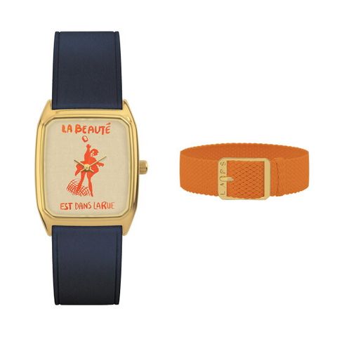 시그니처 라 보떼(인디고 가죽 스트랩) + 18mm 나일론 스트랩(오렌지 골드)