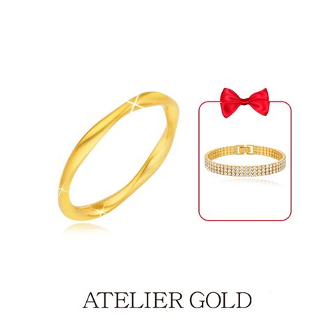 24K 순금 뉴 골든 웨이브 반지 싱글세트 + 테니스 팔찌