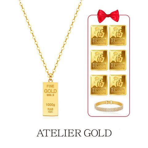 24K 순금 골드바 목걸이 + 24K 순금 복카드 6종 + 테니스팔찌