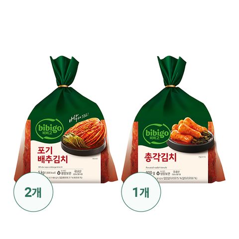 비비고 포기배추김치 5kg X 2팩 + 총각김치 900G X 1팩