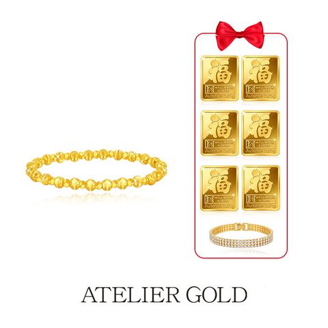 24K 순금 골드 볼 팔찌 + 24K 순금 복카드 6종 + 테니스팔찌