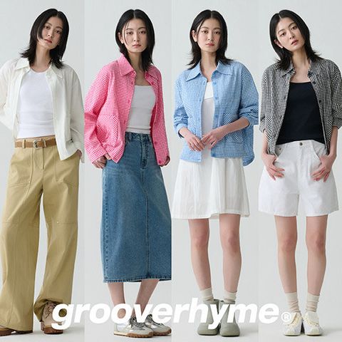 그루브라임 26SS 최신상 여성 블라썸 시어서커 깅엄 셔츠 재킷 2종