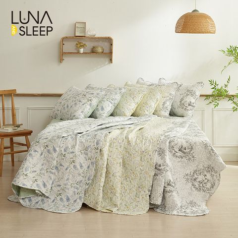 [루나앤슬립] [3+6종][슈퍼킹]26SS 루나앤슬립 플란넬 워싱 스프레드 3장+누빔베개커버 6장 세트