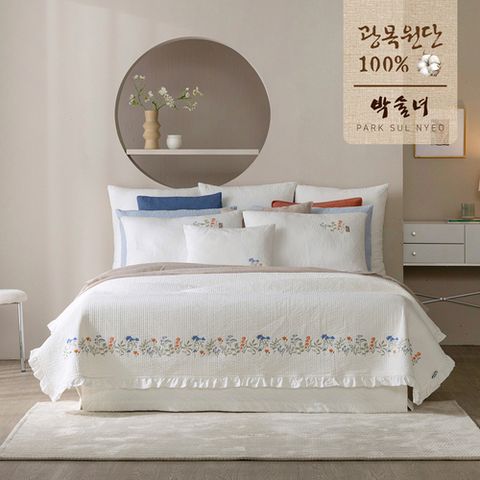 [박술녀] (방송에서만)[Q]삶은 광목 스프레드+패드+베개커버 풀세트