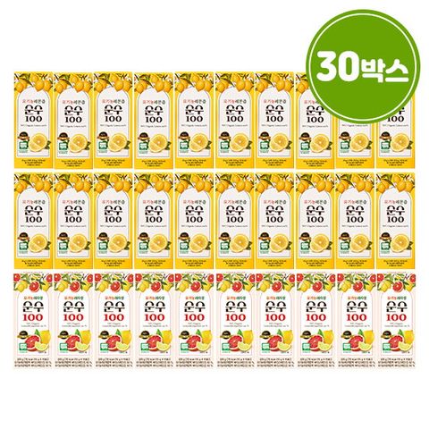 순수100 유기농레몬즙 20박스(15g*15포*20박스) + 유기농레자몽 10박스(15g*10포*10박스)