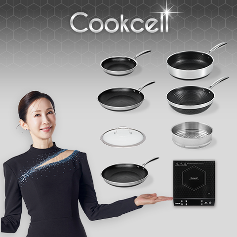 블랙큐브 쿡셀 홀로그램큐브팬 실속세트(프라이팬22cm, 프라이팬28cm, 소테팬28cm)+ 궁중팬28cm+프라이팬28cm+28찜기+28유리뚜껑+쿡셀 인덕션