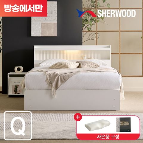 모렌 LED 호텔식 수납침대 풀패키지 퀸Q(협탁+메모리폼베개+매트리스커버)