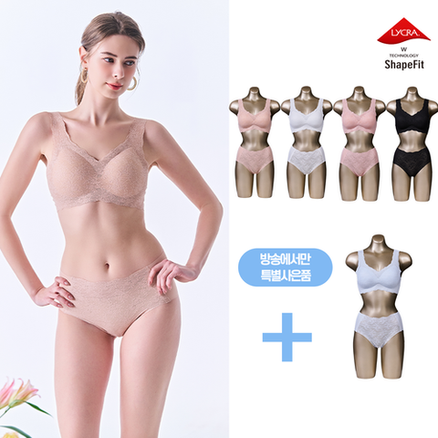 [블루 1세트 더] 26SS 신영와코루 라이크라쉐이핏 인견 레이스프리컷 브라팬티 패키지-F62