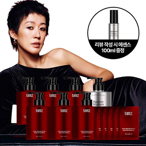 ★60퍼센트 할인율/최다구성찬스★[홍진경 패키지] 탐즈 샴푸 500ml*6통+트리트먼트 500ml*1통+탐즈 샴푸 파우치 7ml*5매 + [리뷰시] 에센스 100ml