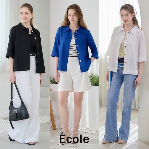 (매장판매동일) 26SS 에꼴드파리 스탠카라 인견 자켓 3종