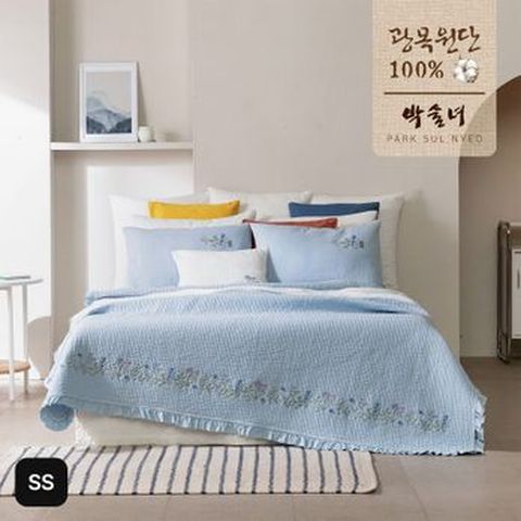 (SS)박술녀 삶은광목 100%피그먼트 워싱 자수 이불+베개커버