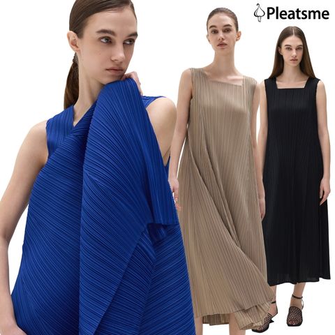 ●26SS 플리츠 스퀘어넥 롱 원피스(원피스+이너슬립)