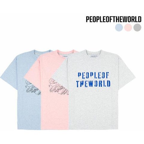 [방송에서만 3종 4만원대] [PEOPLE OF THE WORLD] 멜란지 로고아트웍 티셔츠 3종 모두(그레이+핑크+블루)