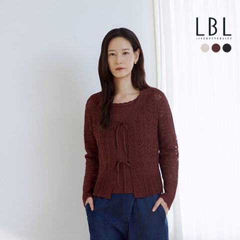 ○26SS 린넨블렌디드 크로셰 가디건+니트 SET