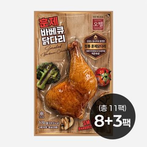 (방송중 3팩 더)오뗄 훈제바베큐 닭다리 8+3팩 / 총 11팩