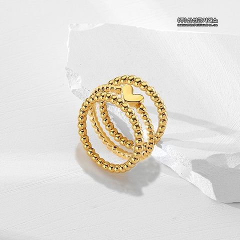 24K 트리플 볼 하트 반지