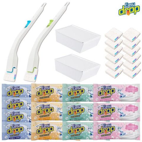 이지드롭 변기크리너 핸들2개+케이스2개+리필13팩(12P/팩)+체험분