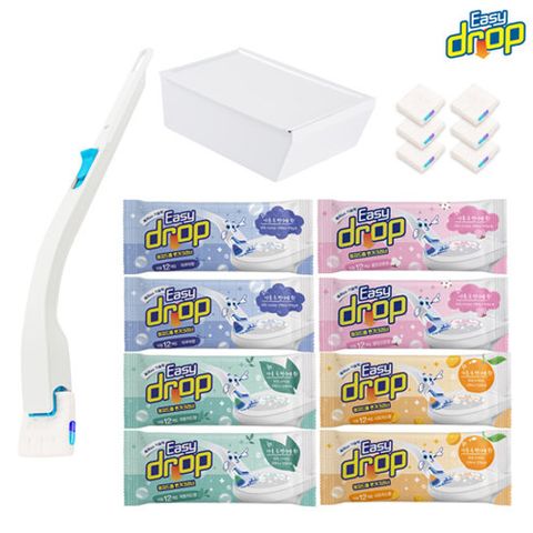 이지드롭 변기크리너 핸들1개+케이스1개+리필8팩(12P/팩)+체험분