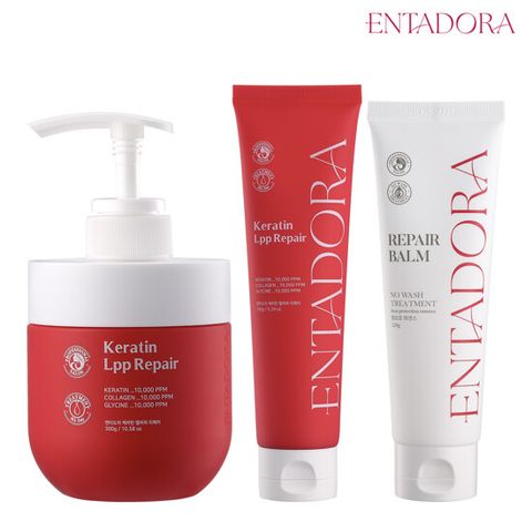 [엔타도라] 케라틴 LPP 리페어 트리트먼트 300ml + 150ml + 리페어밤 120ml