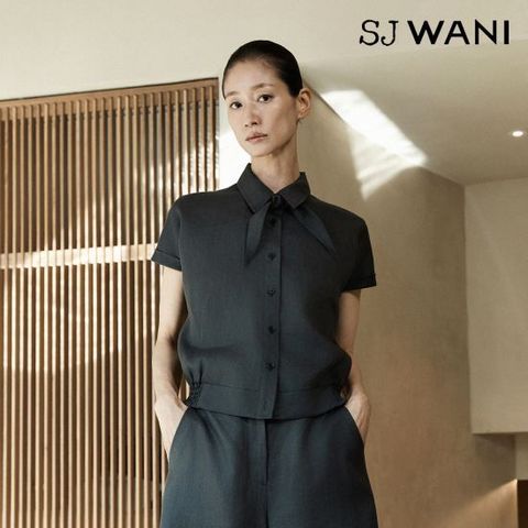 SJ와니 26SS 프렌치린넨 100 스카프 블루종 블라우스 1종