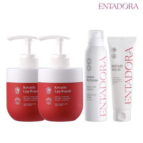 [엔타도라] 케라틴 LPP 리페어 트리트먼트 300ml 2개 + 리브인폼 200ml + 리페어밤 120ml
