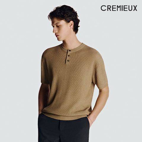 26SS 워셔블 린넨 블렌드 헨리넥 니트