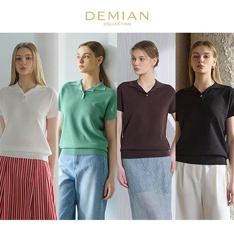 [데미안(DEMIAN)] 26SS 인견 블렌딩 돌먼 카라 타임리스 썸머 니트 4종