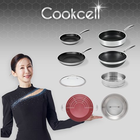 블랙큐브 쿡셀 홀로그램큐브팬 실속세트(프라이팬22cm, 프라이팬28cm, 소테팬28cm)+ 궁중팬28cm+28찜기+28유리뚜껑+32레드패밀리팬/뚜껑