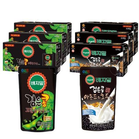 베지밀 검은콩 고칼슘 190mlx45팩, 검은콩 아몬드호두 190mlx45팩, 총90팩