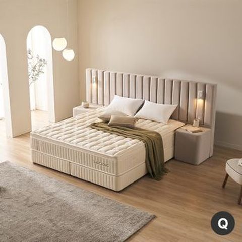 Q사이즈 라클라우드 루즈노 호텔식 침대 풀패키지(프레임+매트리스+사이드패널+베개X2+호텔식침구세트+매트리스커버+선풍기)