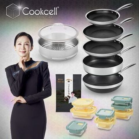 전인화의 블랙큐브 쿡셀 홀로그램 큐브팬 풀세트(22cm 프라이팬+28cm 프라이팬X2+28cm 소테팬+28cm 궁중팬+28cm 찜기+28cm 유리뚜껑+밀폐용기 16P+곱창김)
