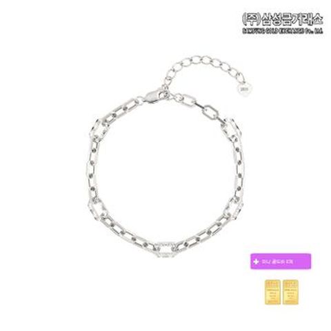 삼성금거래소 실버925 클립 체인 팔찌+미니골드 0.05gX2